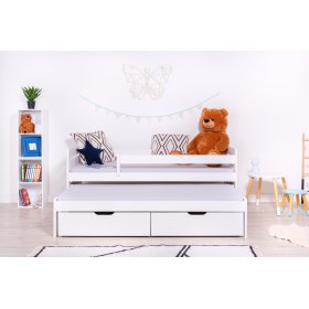 Kinderbett mit Zustellbett und Rausfallschutz Praktik - weiß, Ourbaby®