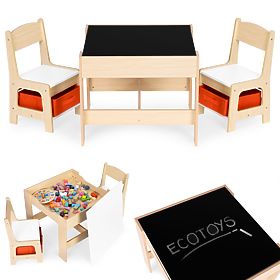 Kinder-Möbelset Tisch + 2 Stühle mit Tafel ECOTOYS, EcoToys