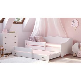 Doppelbett EMMA mit Schublade und Schutzgitter 160x80 grauer Griff