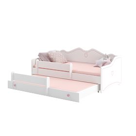 Doppelbett EMMA mit Schublade und Schutzgitter 160x80 rosa