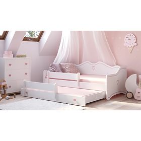 Doppelbett EMMA mit Schublade und Schutzgitter 160x80 rosa