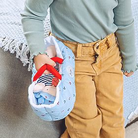 Doudou Jolijou Puppe in blauer Tragetasche 20 cm, Doudou Jolijou Paris