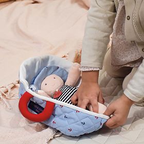 Doudou Jolijou Puppe in blauer Tragetasche 20 cm