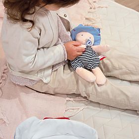 Doudou Jolijou Puppe in blauer Tragetasche 20 cm