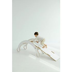 Holz-Montessori-Schaukel mit Rutsche/Leiter L - weiß, baby wood