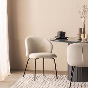 Esszimmerstuhl Larisa, hellbeige/schwarze Beine, lectus