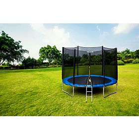 Gartentrampolin mit Außennetz, Durchmesser 10 ft 304-312 cm + Leiter, Bauerkraft