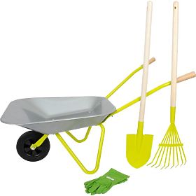 Gärtner-Set Schubkarre + Werkzeuge + Handschuhe
