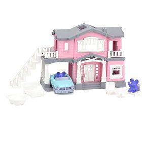 Green Toys Rosa Haus mit 9 Zubehörteilen, Green Toys