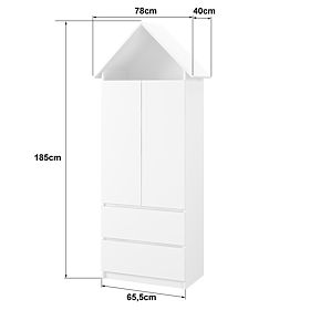 Hausförmiger Kleiderschrank Sofie - weiß