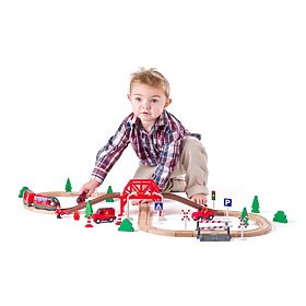 Holz-Feuerwehrbahn 60 Teile