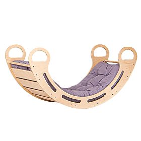 Holz-Montessori-Schaukel mit grauem Kissen - 85 cm