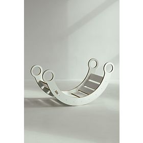 Holz-Montessori-Schaukel mit Rutsche/Kletterwand L - weiß, baby wood