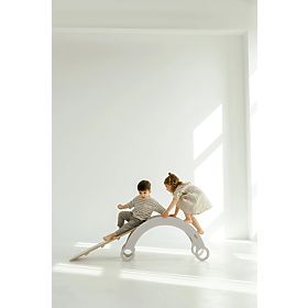 Holz-Montessori-Schaukel mit Rutsche/Kletterwand M - weiß, baby wood