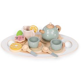 Holz Teeset Kanne Tassen 14 Stück ECOTOYS