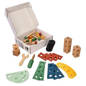 Holzbaukasten mit 40 Elementen