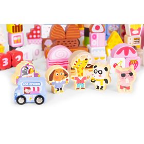 Holzlernbausteine Set - Zuckerstadt 116 Stk. ECOTOYS