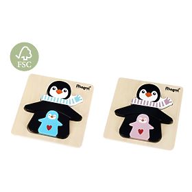 Holzpuzzle Pinguin mit Kindern