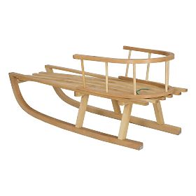 Holzschlitten mit Rückenlehne