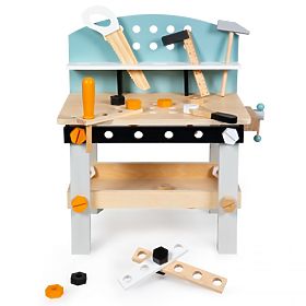 Holzwerkstatt für Kinder, Arbeitstisch mit Werkzeugen, 38 Elemente ECOTOYS