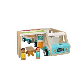 Holzwohnwagen mit Anhänger und Zubehör, AdamToys
