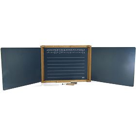 Jeujura Dreiflügelige multifunktionale Holztafel 156x43 cm mit Zubehör