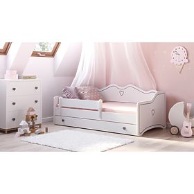 Kinderbett EMMA mit Schublade und Schutzgitter 140x70 grau
