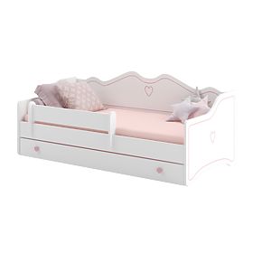 Kinderbett EMMA mit Schublade und Schutzgitter 140x70 rosa