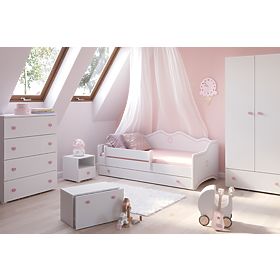 Kinderbett EMMA mit Schublade und Schutzgitter 140x70 rosa