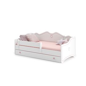Kinderbett EMMA mit Schublade und Schutzgitter 160x80 rosa