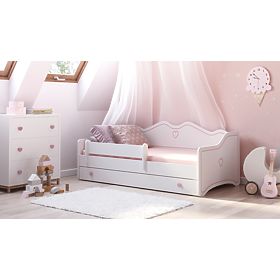 Kinderbett EMMA mit Schublade und Schutzgitter 160x80 rosa