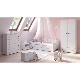 Kinderbett EMMA mit Schublade und Schutzgitter 180x80 grau