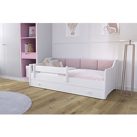 Kinderbett ERYK mit Schublade und Schutzgitter 160x80 rosa Paneel