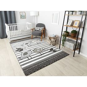 Kinderteppich PETIT - Vögel - grauweiß