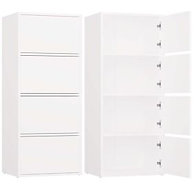 Kommode ALMA WEISS Schrank 4 Türen 4 Regale
