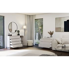 Kommode AMBER 1D4S Schrank 1 Tür 4 Schubladen für Schlafzimmer Wohnzimmer KASCHMIR Beige