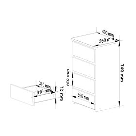 KOMMODE CL4 PK GRAPHIT GRAU / WEISS