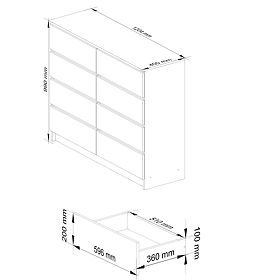 KOMMODE K 120 cm 8 SCHUBLADEN PK EICHE SONOMA