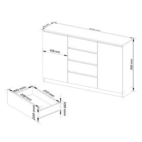 KOMMODE K160 2D 4SZ CLP PK WEISS / SONOMA