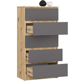 KOMMODE K60 5SZ CLP PK EICHE ARTISAN / GRAU