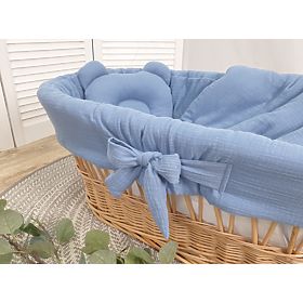 Bettwäsche-Set für Weidenkörbchen - Blau