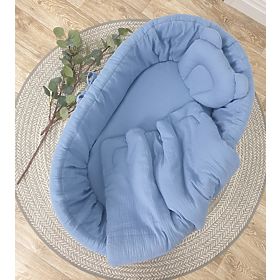 Bettwäsche-Set für Weidenkörbchen - Blau