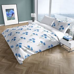 Baumwollbettwäsche Kornblumenblau 140x200cm + 70x90cm