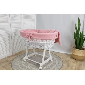 Korbbett mit Ausstattung für ein Baby - rosa, TOLO