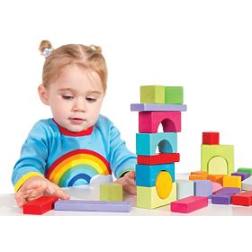 Le Toy Van Petilou Wagen mit Regenbogenbausteinen