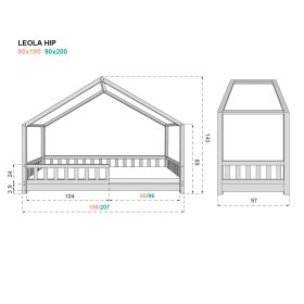 Hausbett mit Leola Hüftbarriere - natur