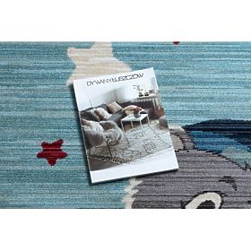 Moderner Kinderteppich TOYS 75322 TEDDYBÄR, unregelmäßige Form, blau, türkis, creme, F.H.Kabis