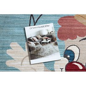 Moderner Kinderteppich TOYS 75328 CLOWN, unregelmäßige Form, blau, türkis, rot fuchsia, F.H.Kabis