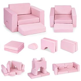 Modulares Kinderstuhl DIY 8 weiche Kissen faltbar - rosa ECOTOYS, EcoToys