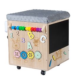 Holzhocker Montessori Aktivität - natur / grau